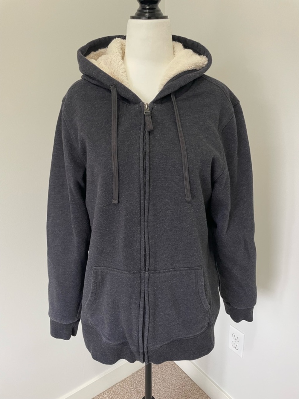 BC Clothing Women’s Grey Zip Up Hooded Sweater with Soft Fleece Lining - Size XL